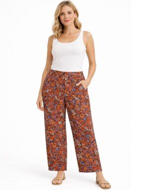 Anthropologie - Maeve Floral Wide Leg High Waist Crop Pants bottoms